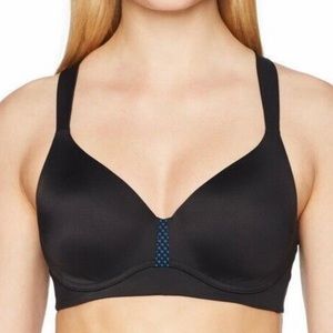 Maidenform Women's Black/Bozette Blue Convertible Wire Free Sports Bra